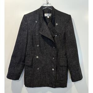 Larry‎ Levine Double Breasted Tweed Blazer Jacket Car Coat Womens Size 12 (L)